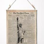 Print On Canvas. Statue Of Liberty On York Times..