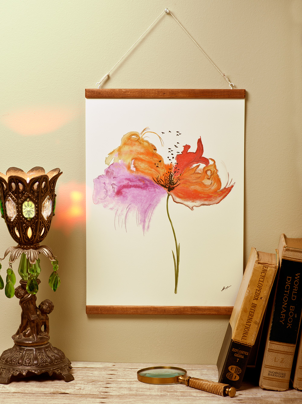 Colorful Flower. Decoration Print 13"x 17". Wall Hanging. Rag Matte 100% Cotton Paper.